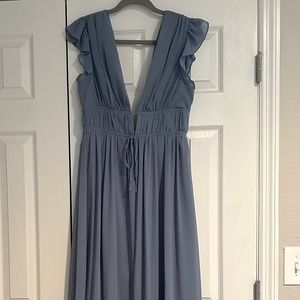 Lulus romantic dusty/light blue maxi dress- M